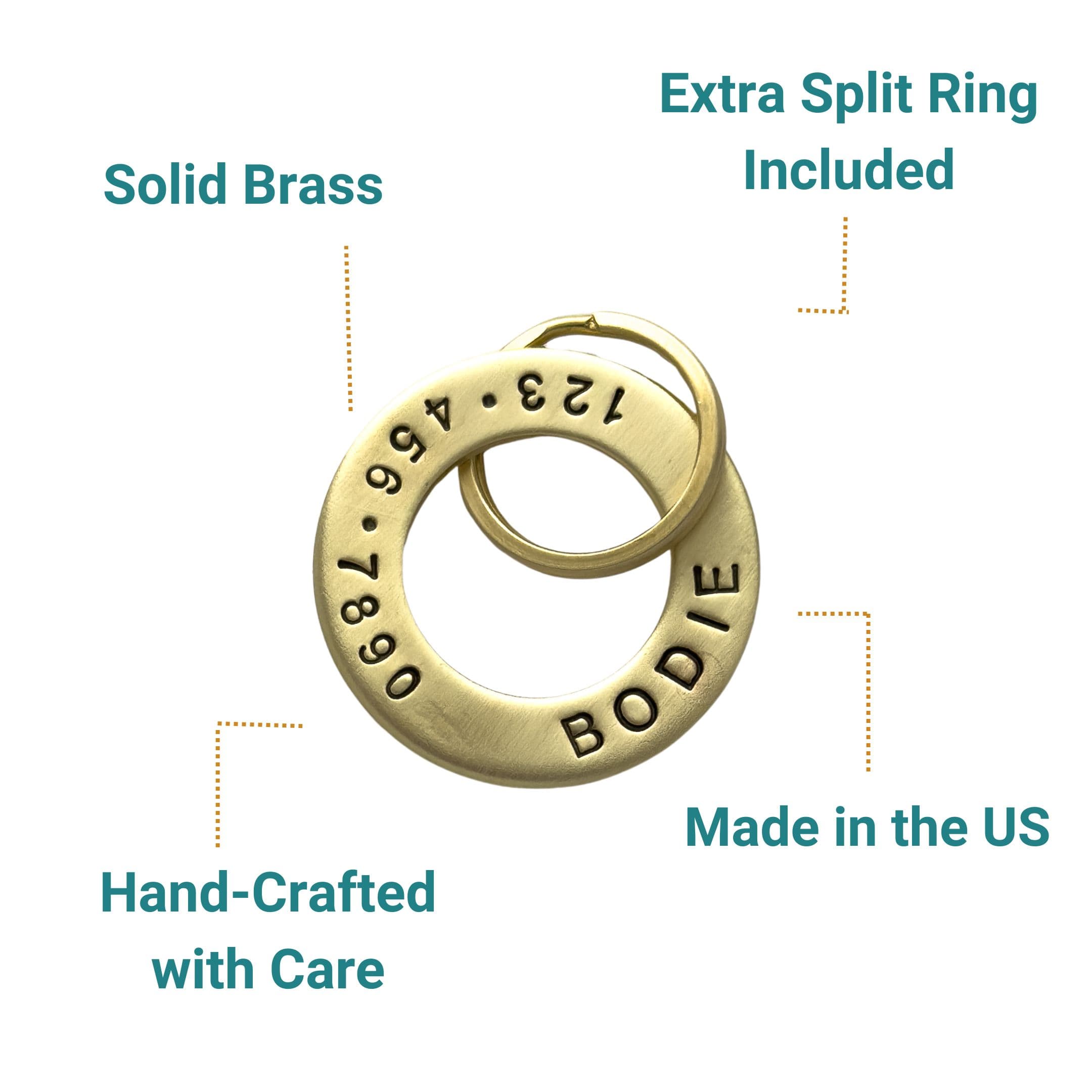 Noble Rhode - Wholesale Pet Identification Tag - Dog - Brass Washer Dog Tag5