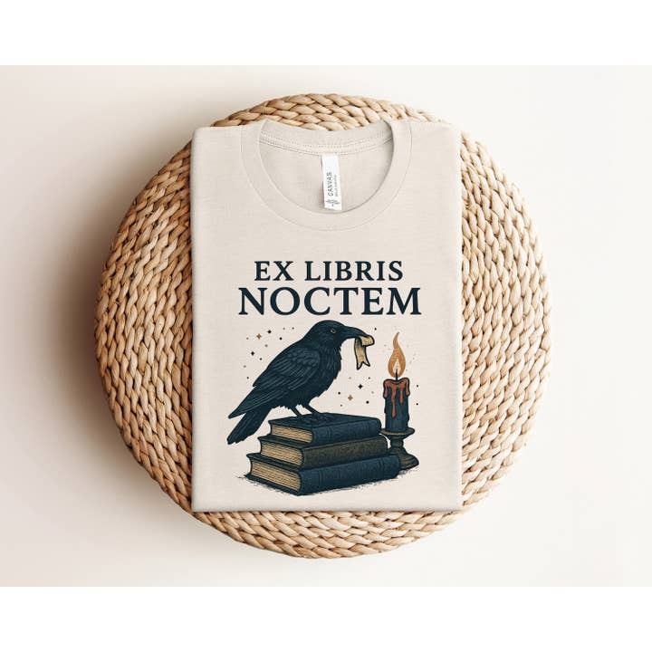 The Obstinate Octopus - Wholesale Screen Printed T-Shirt - Women's - "Ex Libris Noctem" Night Reader's T-Shirt1