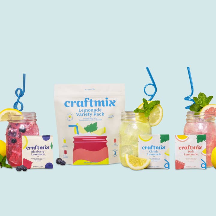 Craftmix - Wholesale Cocktail Mix/Syrup - Lemonade Variety Pack Cocktail Mixers -12 Serving Multipack