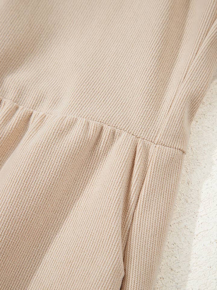 FULL TIME PURCHASE - Wholesale Dress - Women's - Corduroy Half Button Collared Long Sleeve Mini Dress12