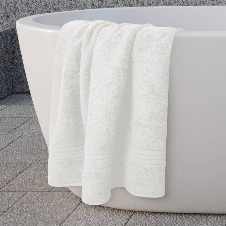 Rad Bath Towels (12 Towels/box) - White for wholesale by Circle Living