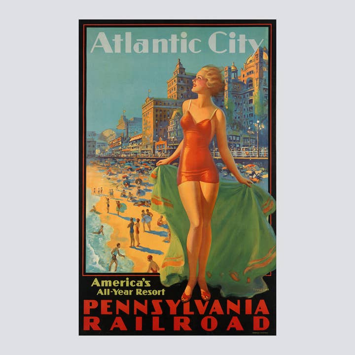 Atlantic City - La station balnéaire de l'Amérique toute l'année (1936) Affiche d'art pour la vente par Milisima Studio