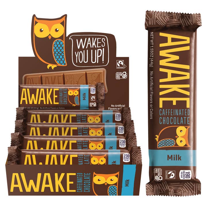 Kelli's - Wholesale Chocolate Bar - Awake Caffeinated Milk Chocolate Bars