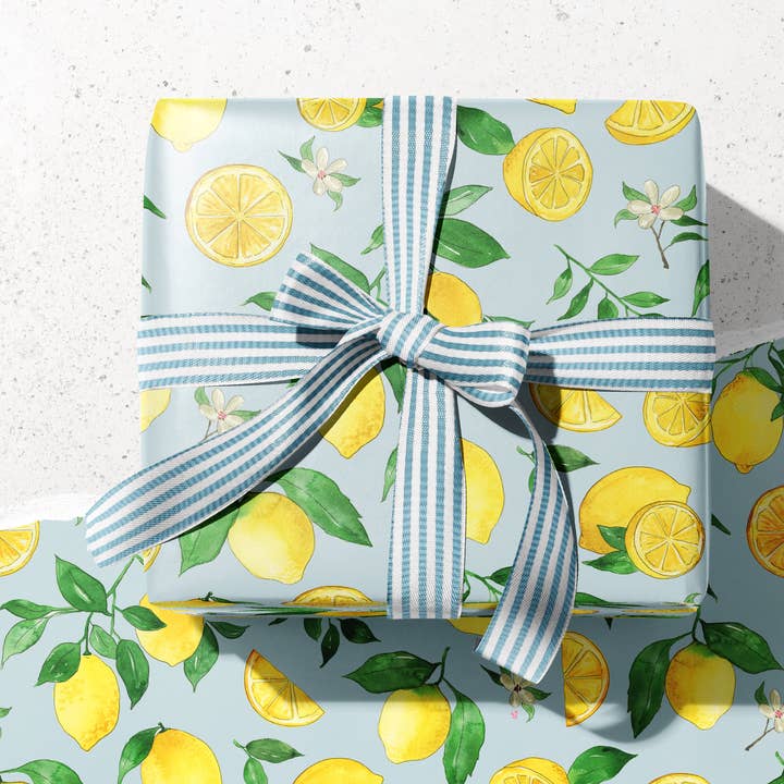 KelseyMDesigns – Großhandel Geschenkpapierrolle – Zitronen Geschenkpapier - 3-Blatt-Rolle0