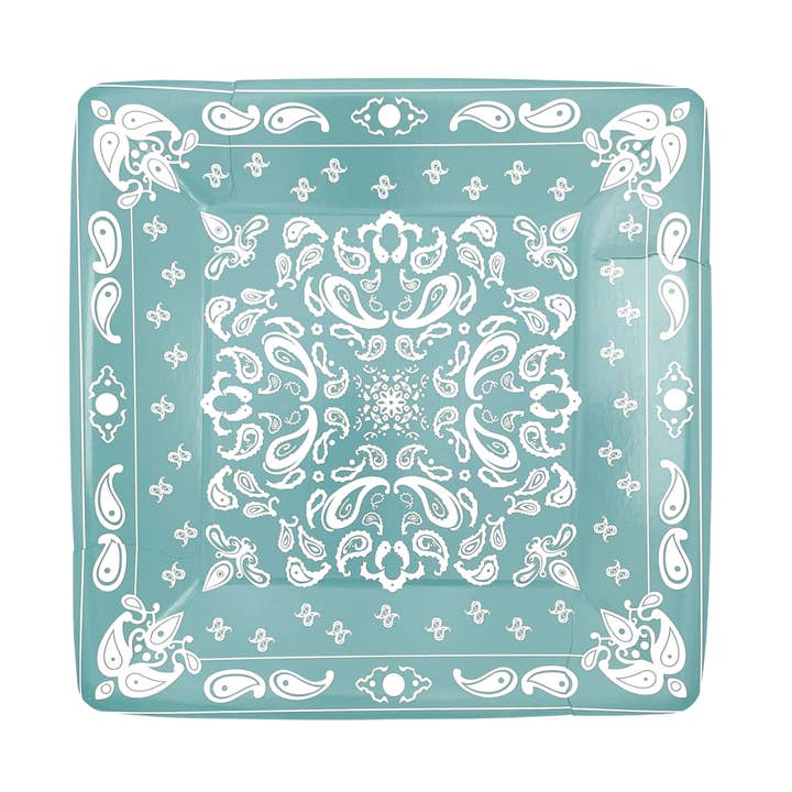 Dammiga turkos Bandana middag tallrikar (set om 8) för wholesale av Party West