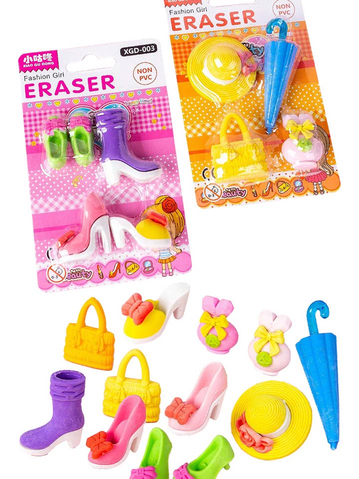 Fashion Girl Stationery TPU Eraser Collection for wholesale by Cap Zone