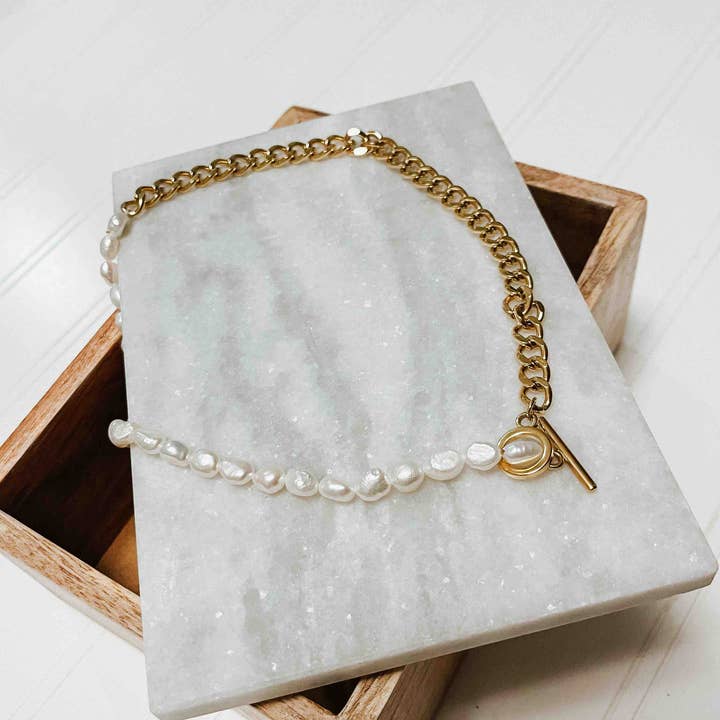 Pretty Simple - Wholesale Link & Chain Necklace - Pearled Chain Necklace *Waterproof