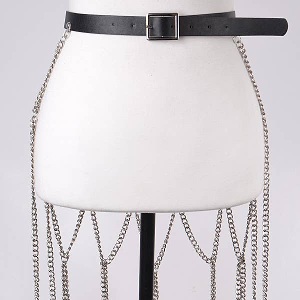 Leather Belt With Chain Skirt for wholesale by 3AM BY H&D ACCESSORIES