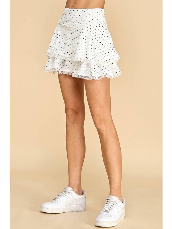 White CS3760-Motion Pointelle Polka Dot Double Layer Skirt for wholesale on Faire1