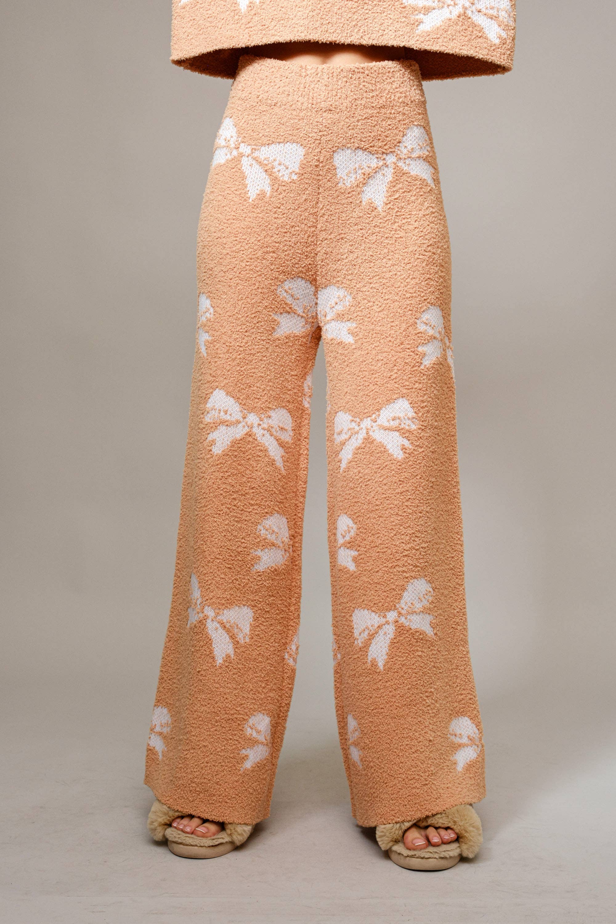 Taupe 36350SET - Ensemble de chandail douillet à imprimé nœud en vente sur Faire6