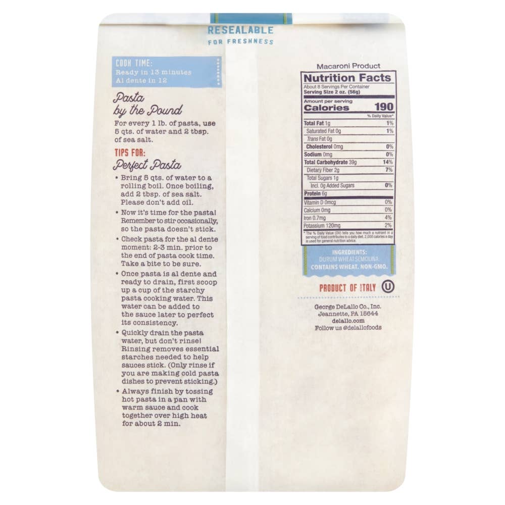 Delallo - Wholesale Pasta - Rigatoni1