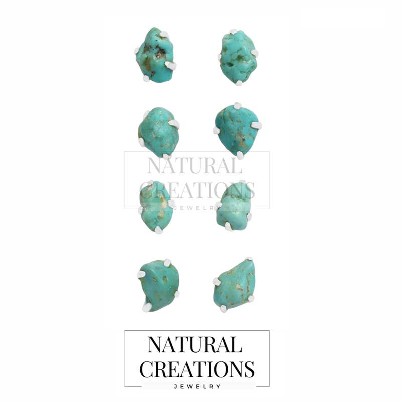 Nature Crafts - Vente Clous d'oreille - Clous d'oreilles à tige en turquoise brute naturelle en argent sterling1