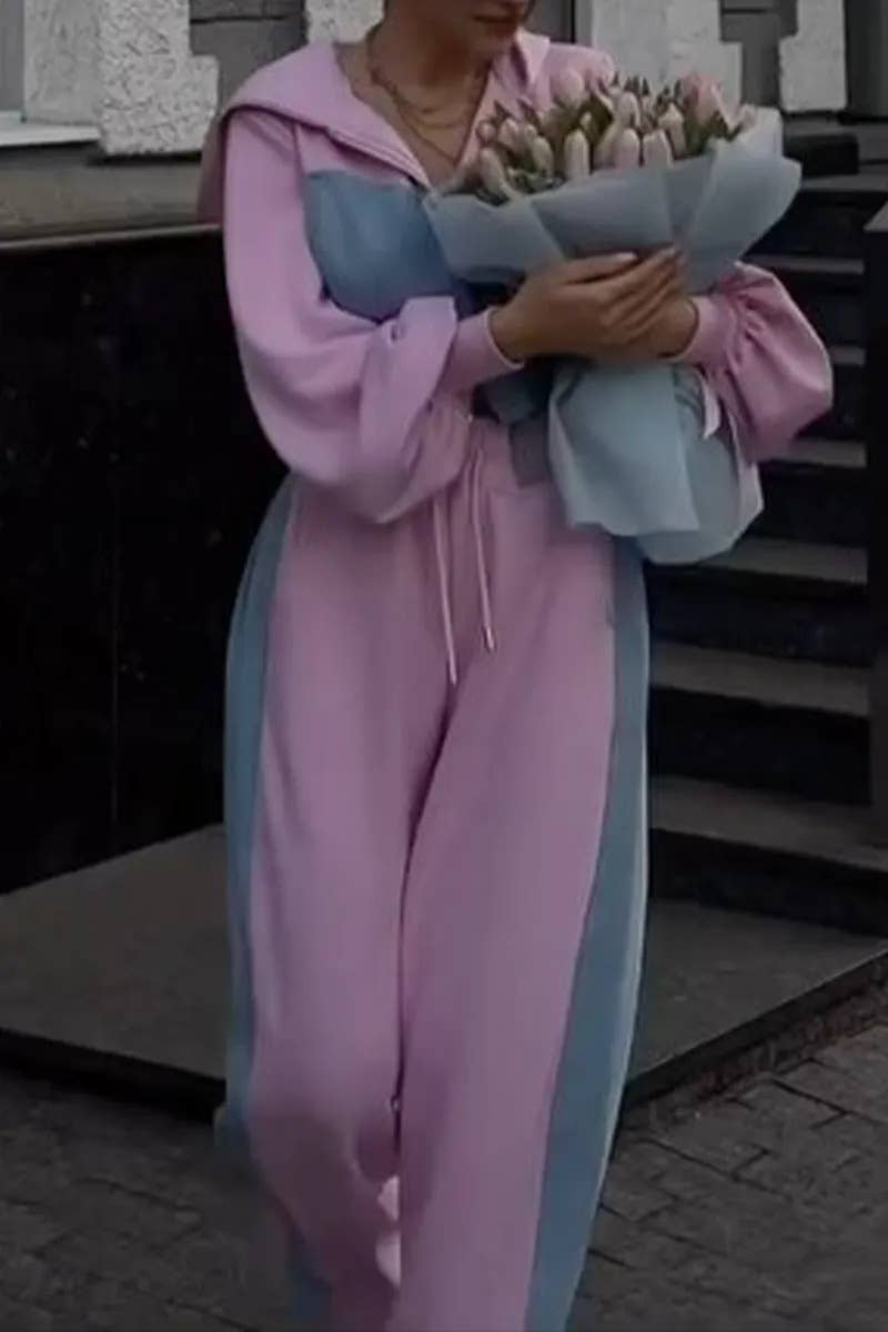 Flarix - Wholesale Tops Set - Women's - Colorblock Zip-Up Hoodie Two-Piece Set2