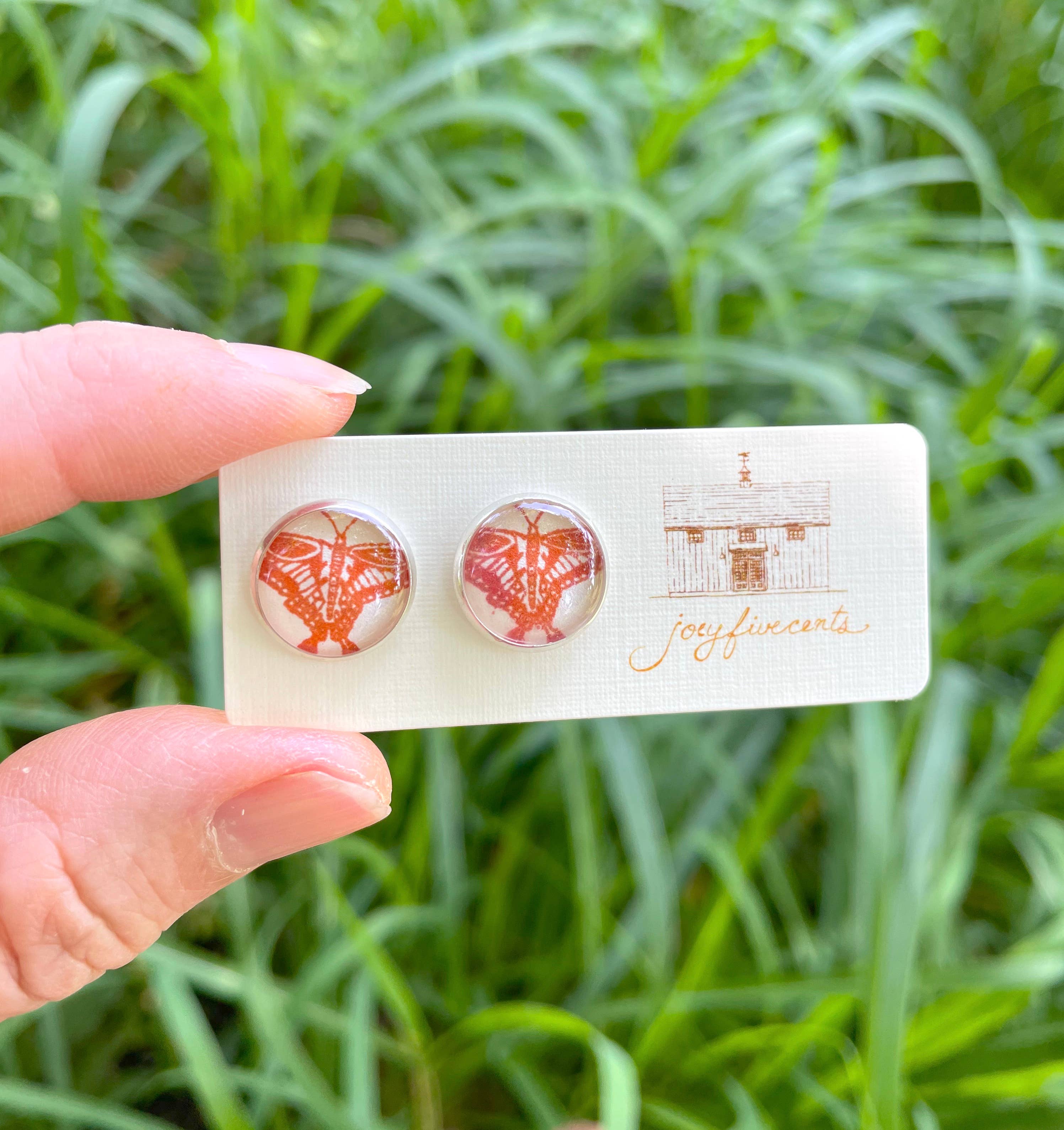 joeyfivecents – Engroshandel Ørestikkere – Studs - stor sølv, håndstemplet mandarin haven collectn3