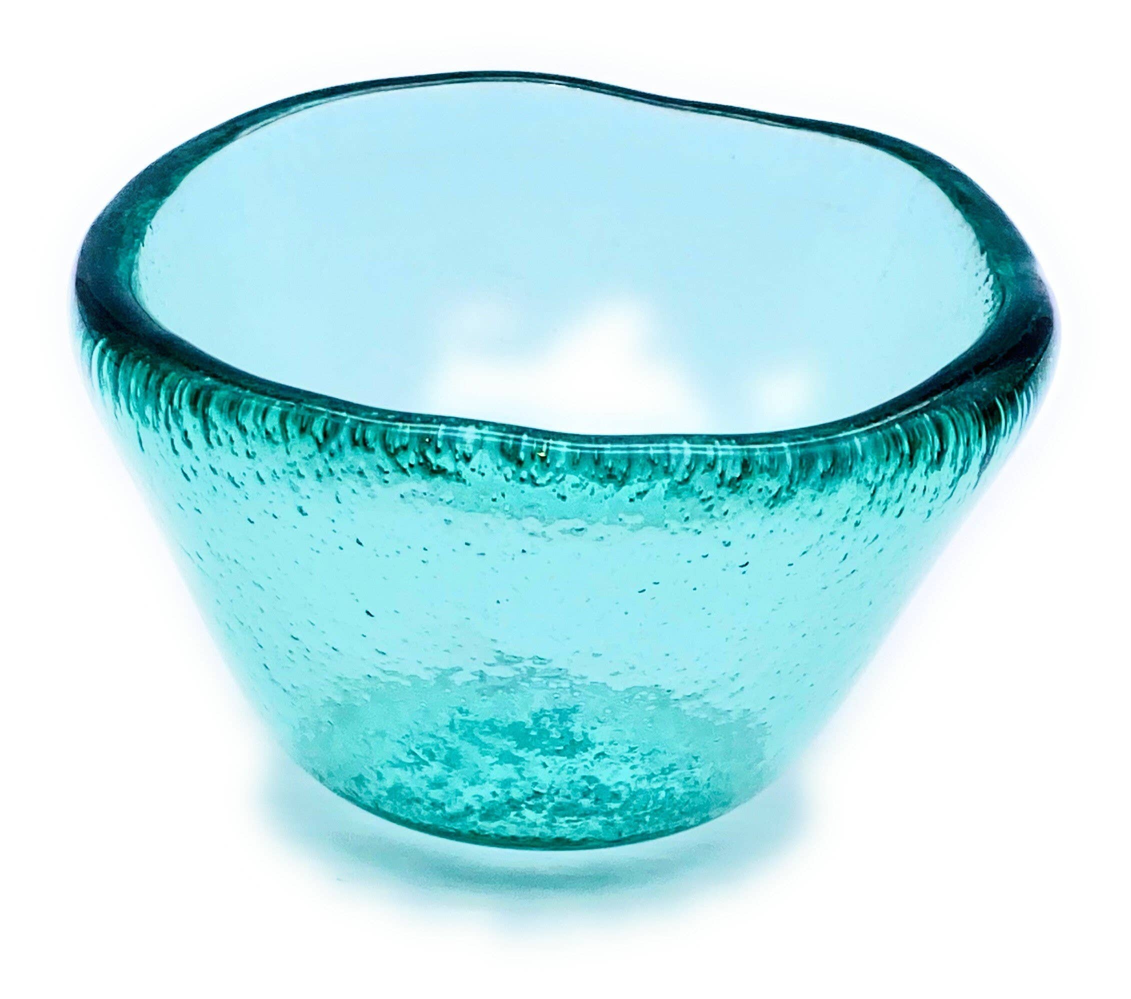 TUART GLASSWARE - Vendita all'ingrosso Ciotola per condimenti/salse - Mini ciotole in vetro. Ciotole da immersione. Ciotole per salsa. Ciotole in vetro riciclato fatte a mano. Blu trasparente. Verde trasparente. Set da 4 pezzi2
