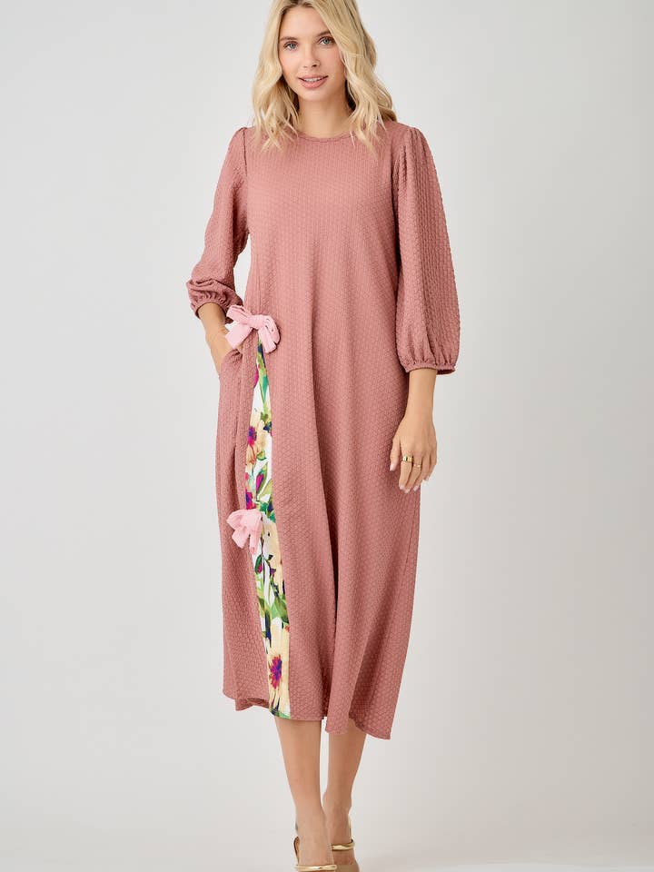 Celeste Clothing - Wholesale Dress - Women's - WOMEN'S MODEST SIDE BOW DRESS WITH PUFF SLEEVES AND POCKETS16