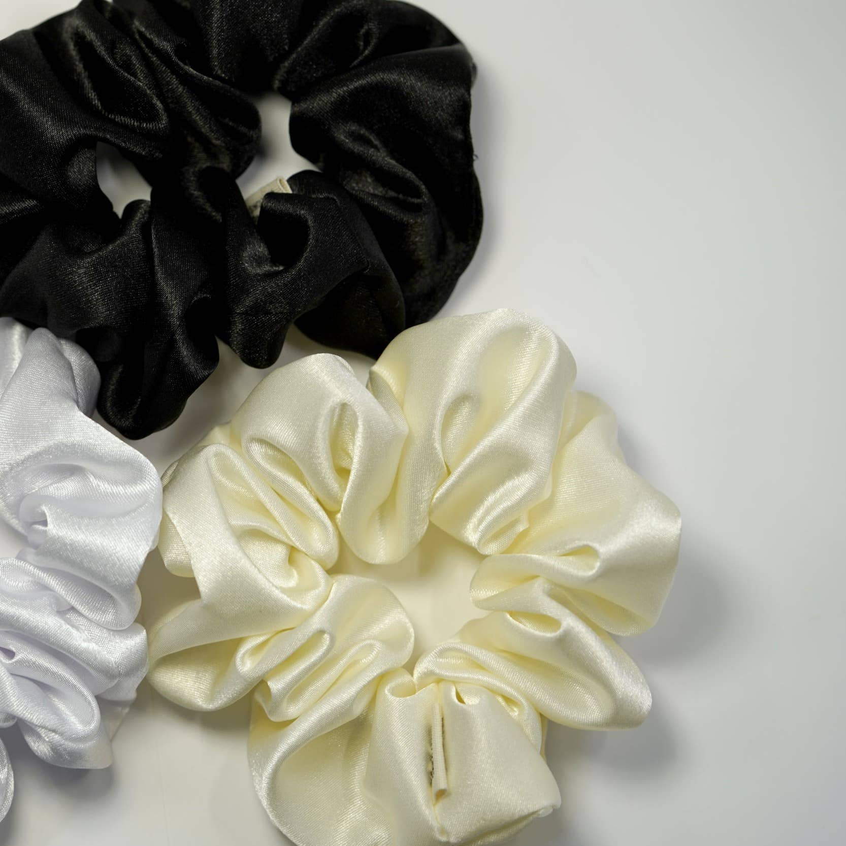 Blush Pop Creations - Wholesale Scrunchie - Women's - SOFT CREAM SATIN SCRUNCHIE HAIR TIE5