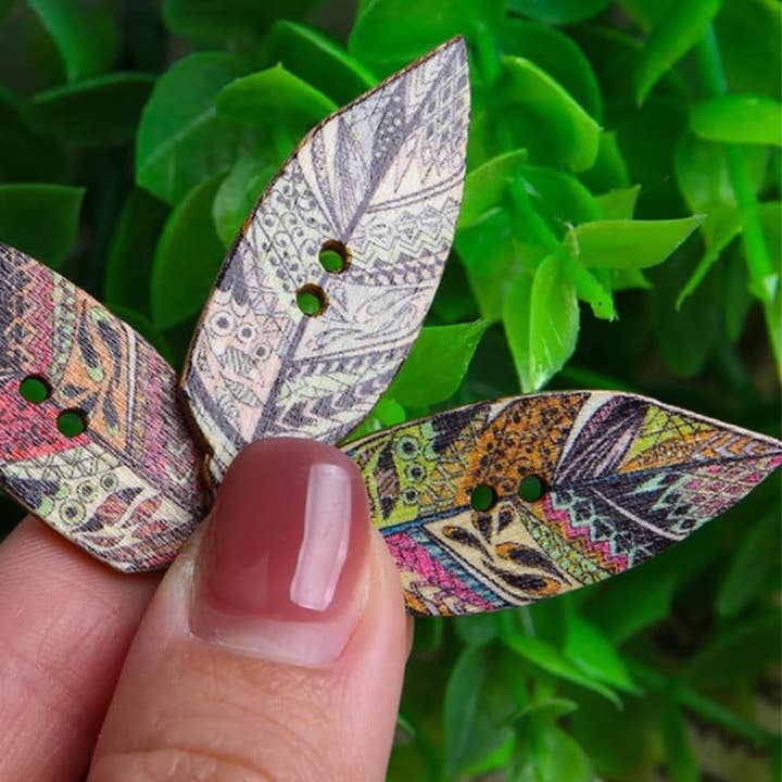 Wooden Feather Buttons, Wooden Button, Sewing Supplies, Bird for wholesale by Magnifique Hearts