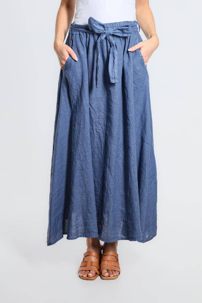TINA Stephens Italy/Tees By Tina - Wholesale Skirt - Women's - Angie A-Line Long Linen Skirt with Pockets (SL113)