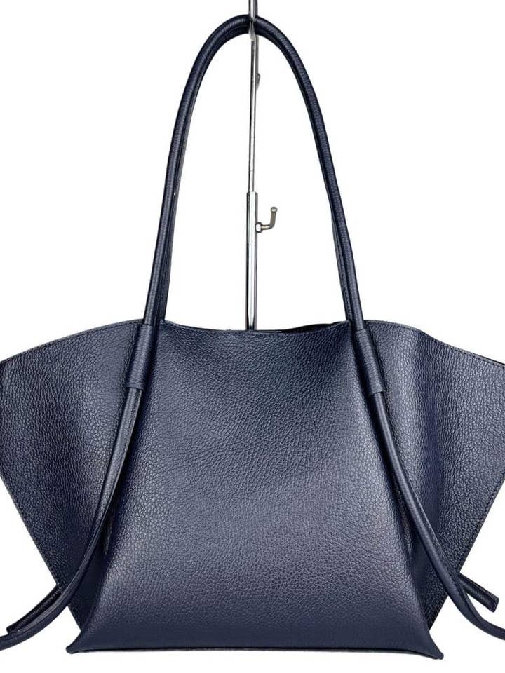 MI115NA Italian Navy Leather Tote Bag for wholesale by JIJOU CAPRI