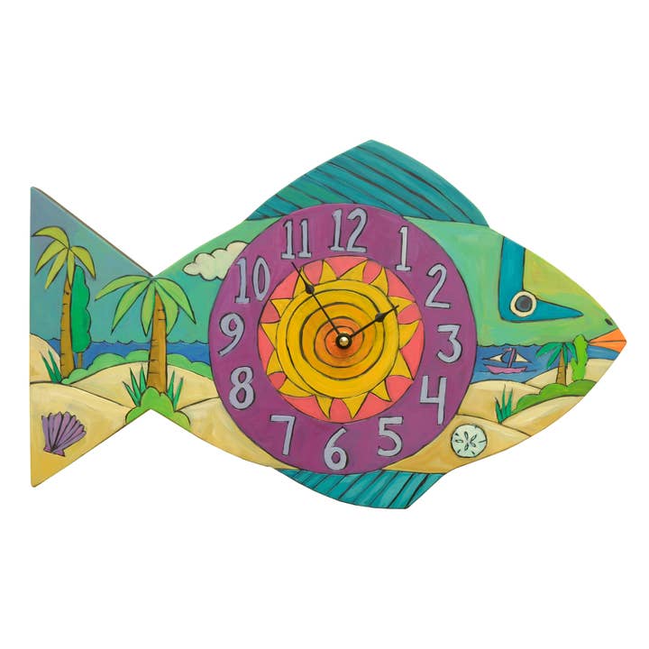 Sticks - Wholesale Wall Clock - "Beach Time" Fish Clock
