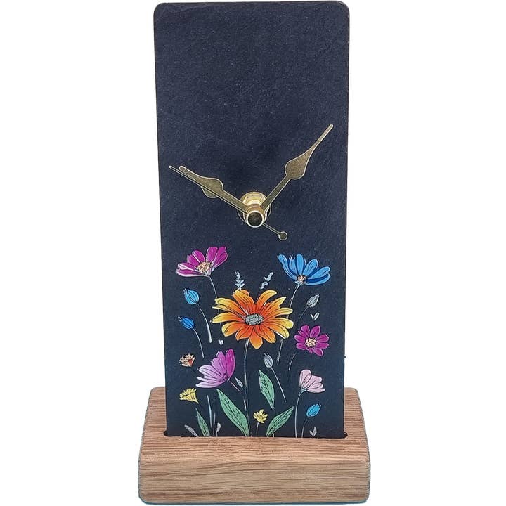 LT Creations - Wholesale Wall Clock - Wildflowers Slate Mantle Clock | SOC43