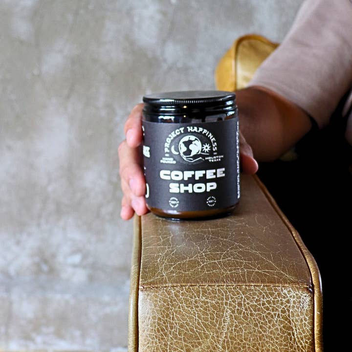 Coffee Shop Soy Candle - 8oz for wholesale by Project Happiness Candle Co.