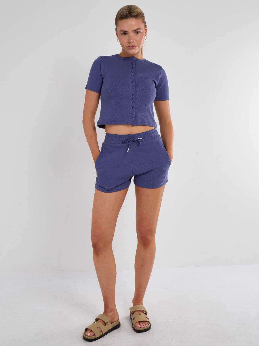 AX Labels - Wholesale Lounge Set - Women's - Ribbed Button Through Short Sleeve Top and Shorts Co-ord49