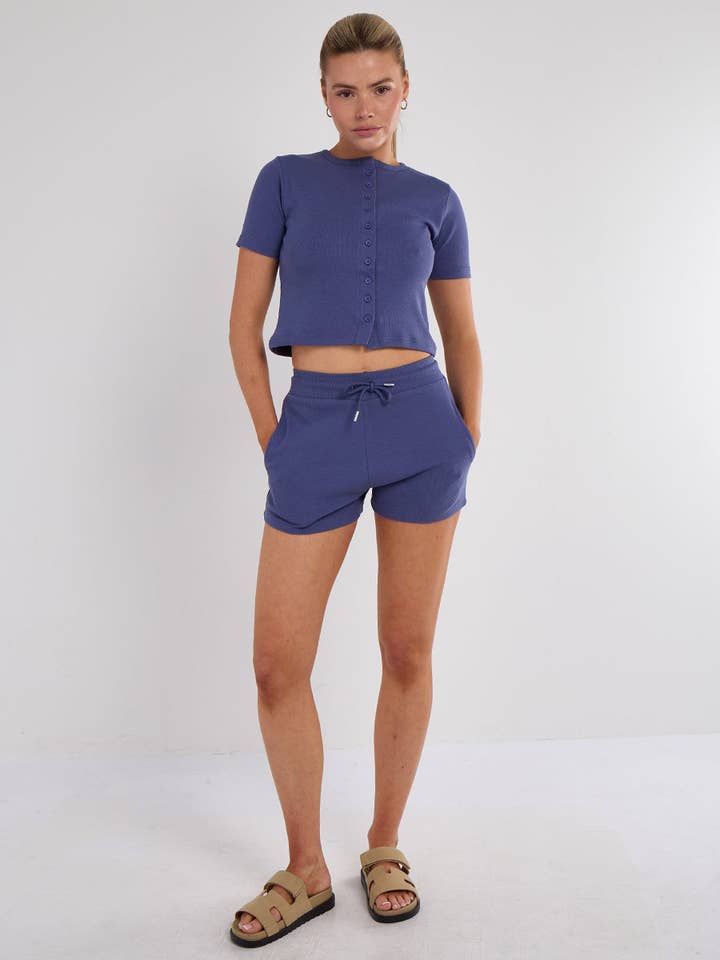 AX Labels - Wholesale Lounge Set - Women's - Ribbed Button Through Short Sleeve Top and Shorts Co-ord49