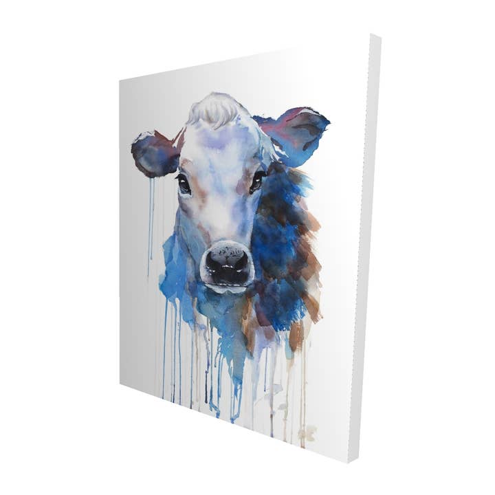 Azul Vaca jersey acuarela | impresión sobre lienzo 48 «x 60" de venta al por mayor en Faire