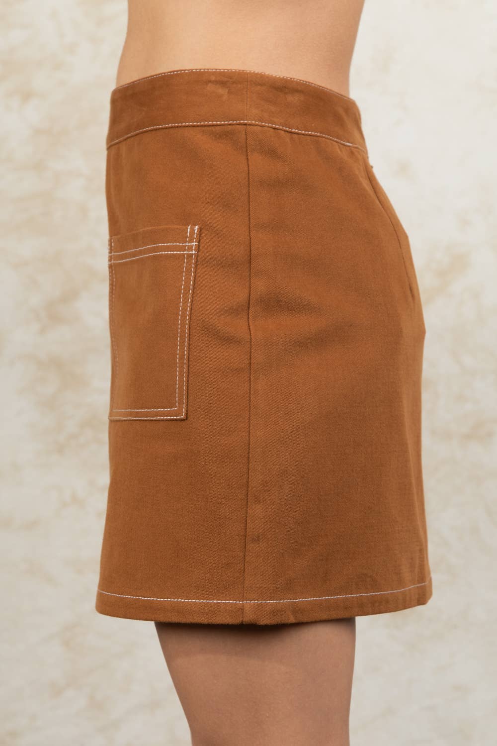 VERY J - Wholesale Skirt - Women's - VE60070BOT-Contrast Color Stitch Mini Skirt17