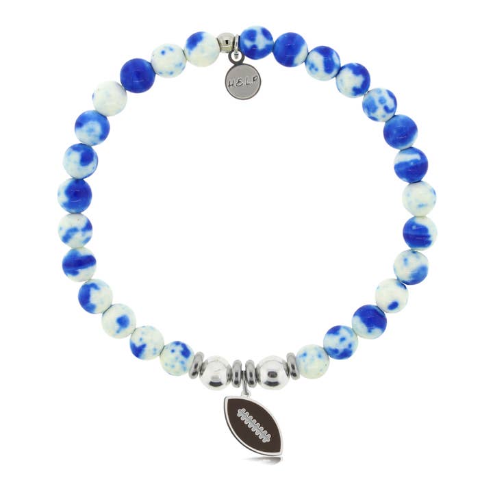 Football Enamel Charm Jade Charity Bracelet for wholesale by H.E.L.P