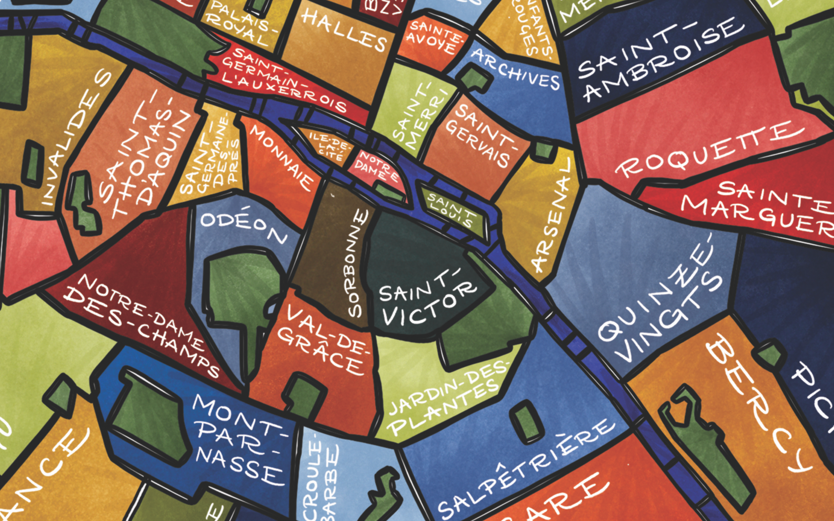 Terratorie Maps + Goods - Venta al por mayor Ilustración - Reproducción artística de mapa de barrios de París1