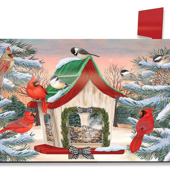 Briarwood Lane - Wholesale Mailbox - Snowy Birdhouse Winter Mailbox Cover - Standard Size -