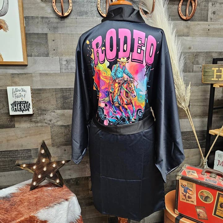 Pink Rodeo Women's Lounge Kimono Robe for wholesale by BAHA RANCH WESTERN WEAR