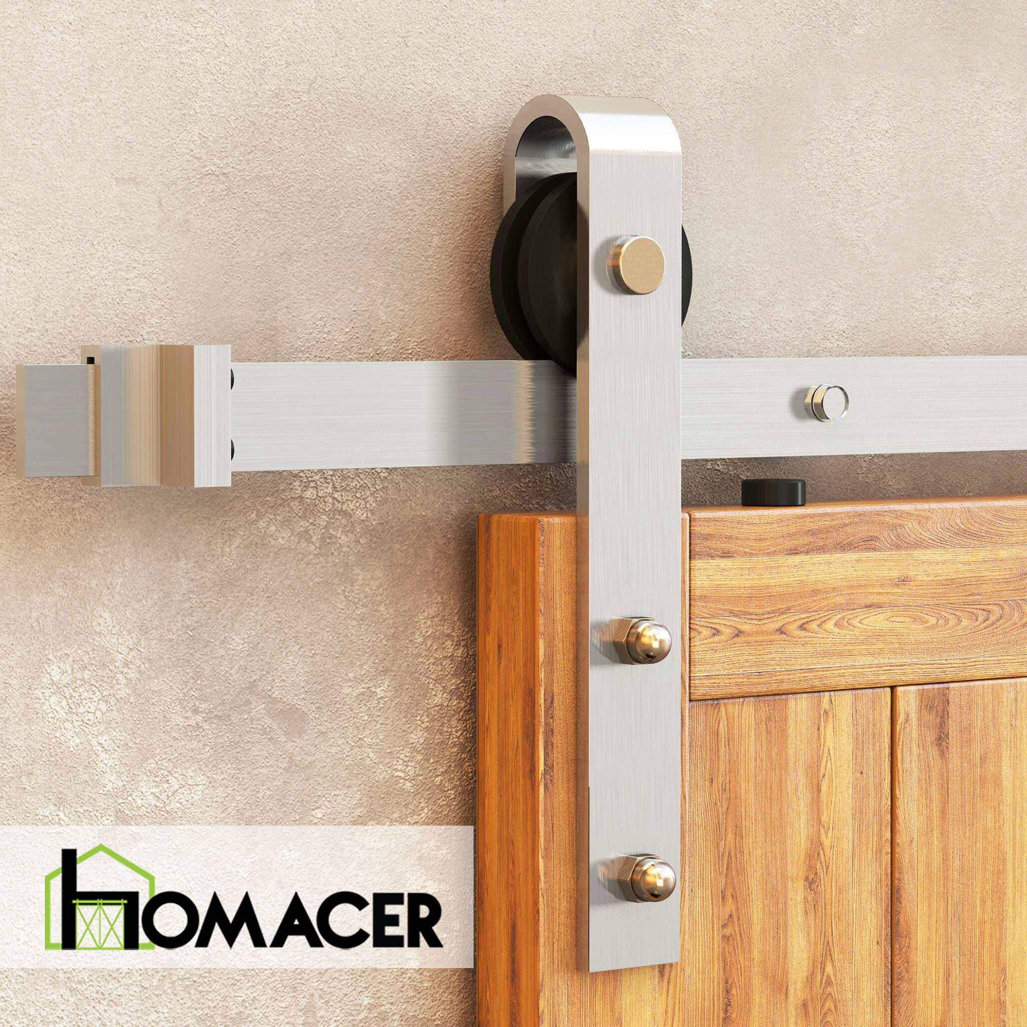 Homacer INC – wholesale Knopp/Handtag – Skjutdörrssats i borstad nickel för ladugårdsdörrar, ej bypass6