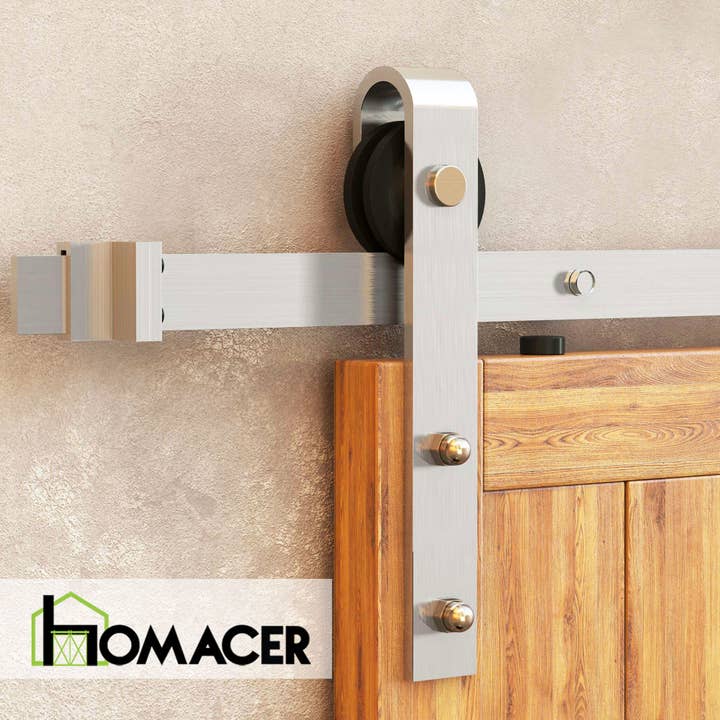 Homacer INC – wholesale Knopp/Handtag – Skjutdörrssats i borstad nickel för ladugårdsdörrar, ej bypass6