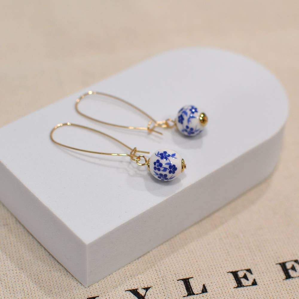 StarryNYC - Vente Boucles d'oreilles pendantes - Boucles d’oreilles en verre de Murano avec perles rondes et crochet rein10