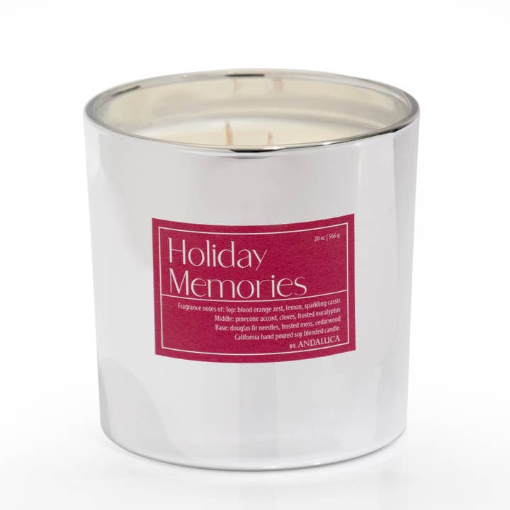 Andaluca - Wholesale Jar/Filled Candle - Holiday Memories 2 Wick 20 oz Mercury Candle