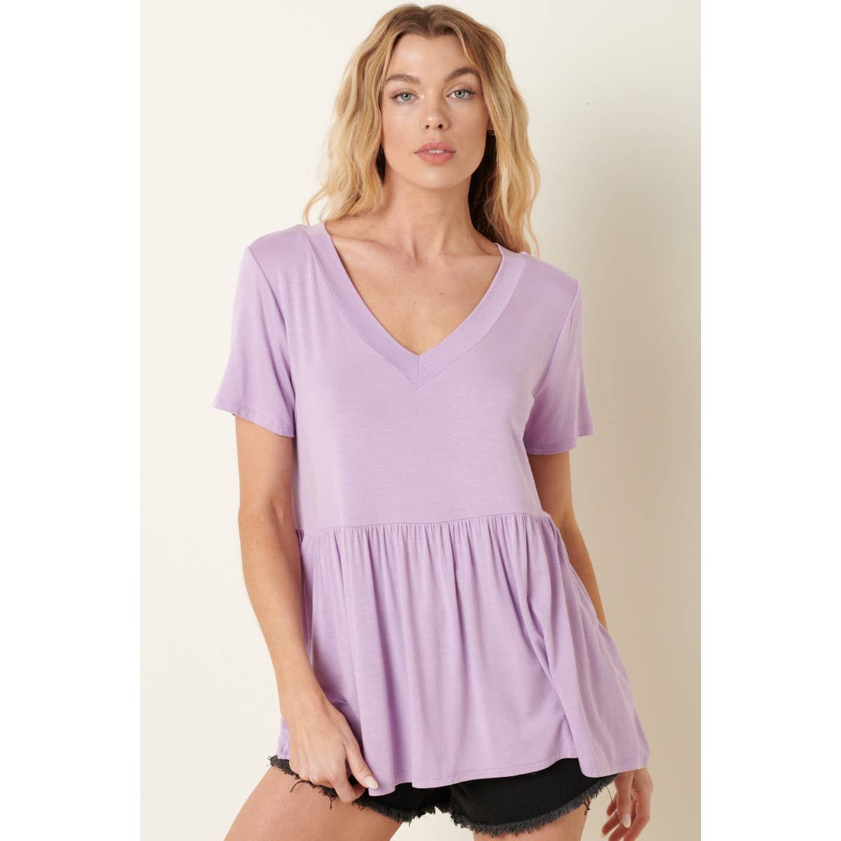 mittoshop - Wholesale Tunic - Women's - BT8128-BAMBOO V-NECK BABYDOLL TOP2