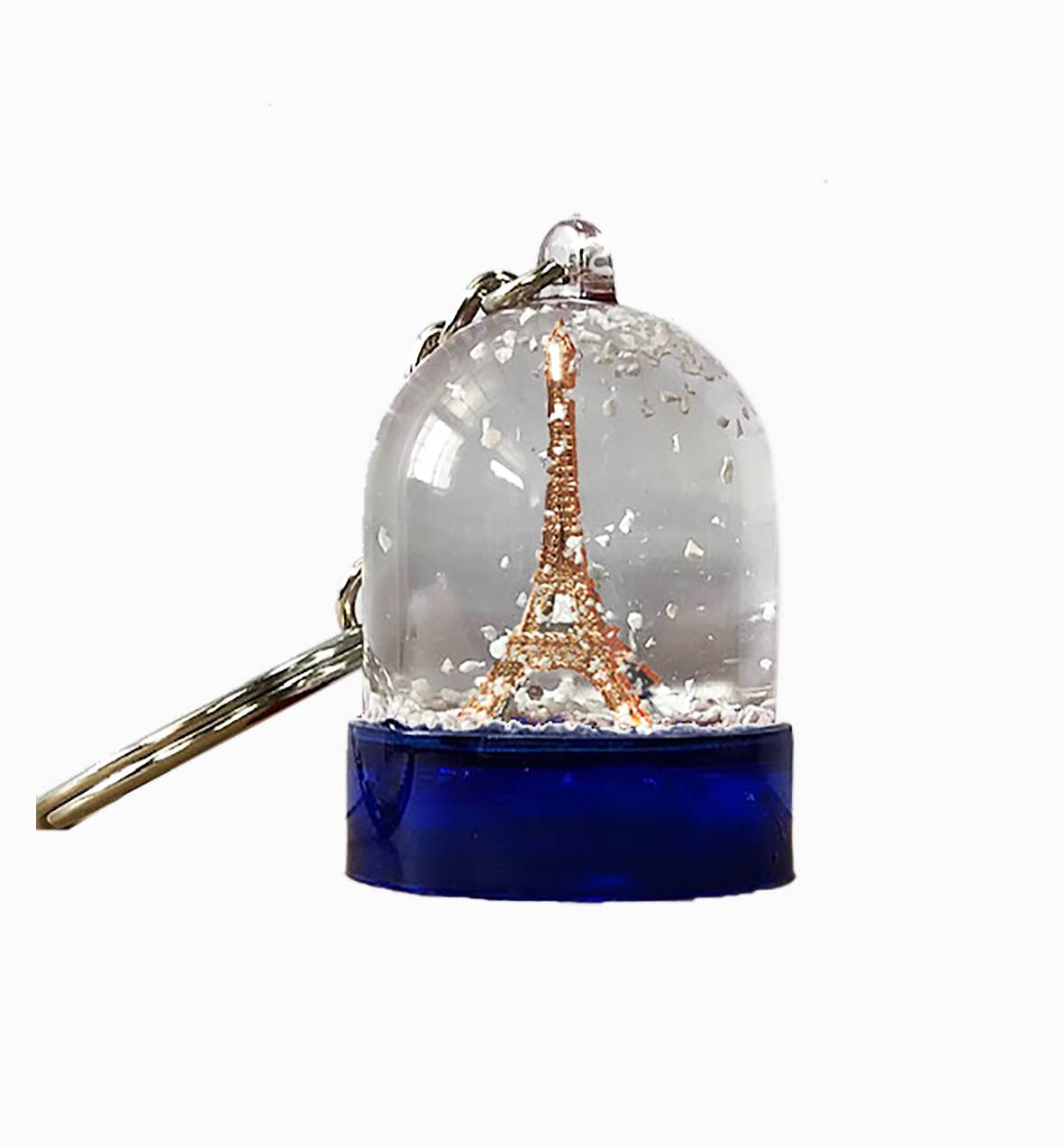 Les Parisettes – wholesale Keychain – Unisex – Snow globe keychain with blue base and copper Eiffel Tower0