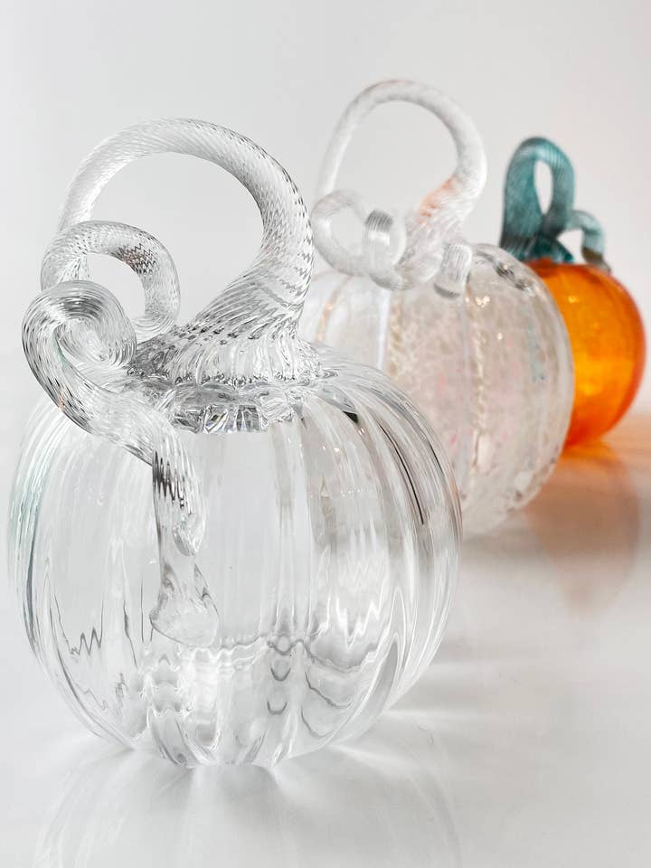 Medium Blown Glass Pumpkins for wholesale by Kim Savoie Glass