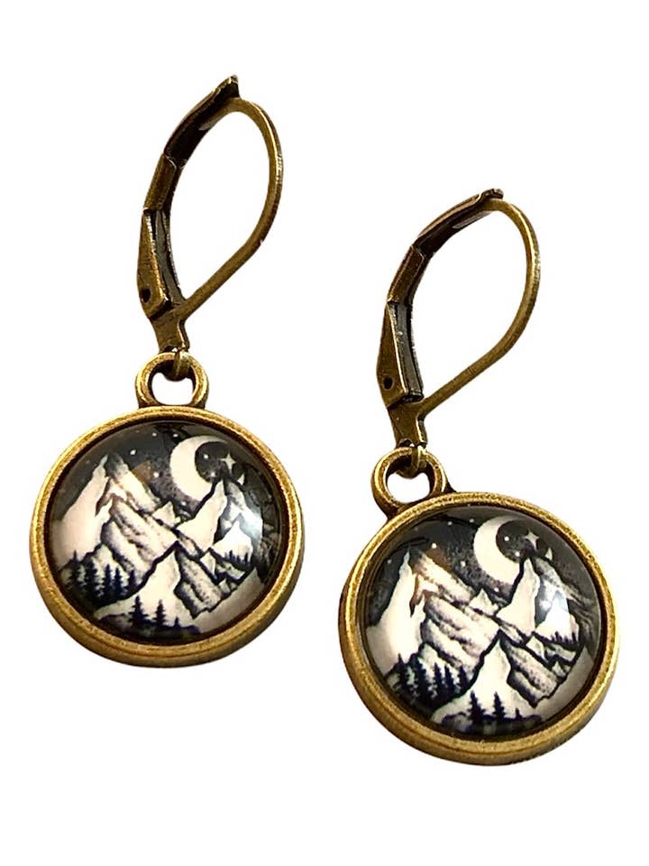 Photo Glass Black Mountain Earrings for wholesale by Dreamspirit