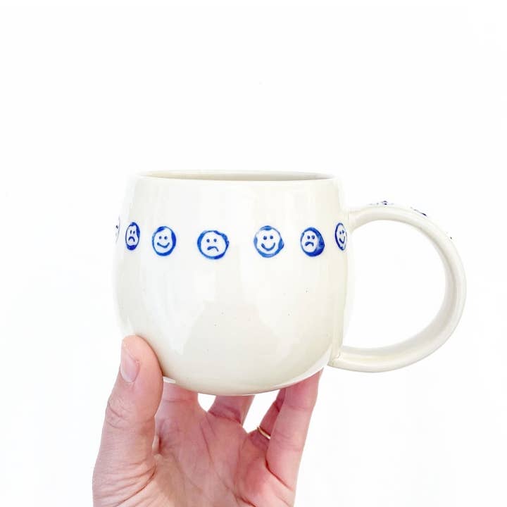 Korai Goods - Wholesale Coffee Mug - The Feelings Mug - Happy / Sad Face Design