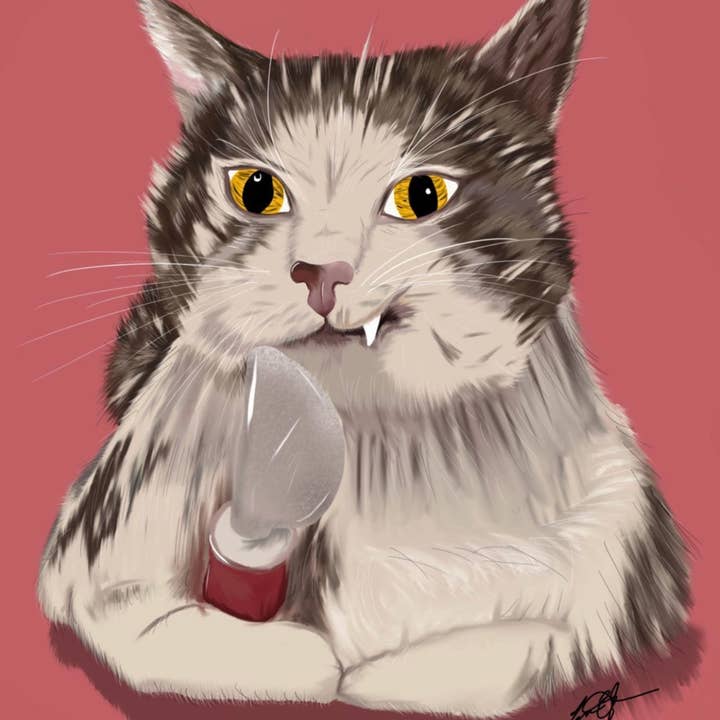 Kat med kniv for engroshandel hos Jordan Pugh Art