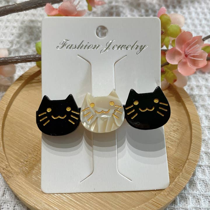 Cute Cat Hair clip Resin marble cat shaped hair clip, Gift for wholesale by LadyJuneAccessories