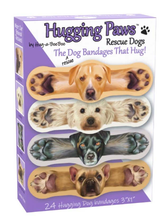 Hug-a-BooBoo "Hugging Paws Rescue Dogs" Bandages 24ct Box for wholesale by Hug-a-BooBoo