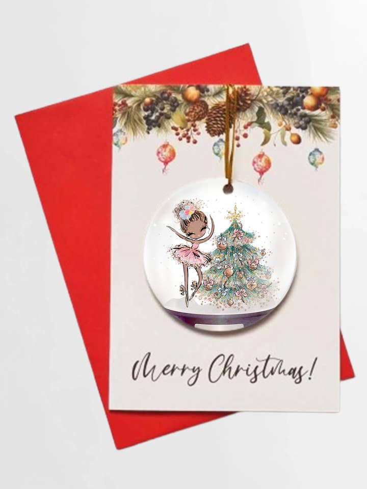 Weihnachtsballerina, Schneekugel, 2 Karten+ABNEHMBARE KUGEL für den Großhandel von Homemade Hollydays Wholesale