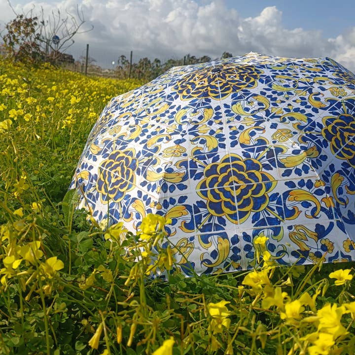 Terra Lusa – Engroshandel Paraply - Unisex – Terra Lusa paraply med Azulejo flisemønster, århundrede XVII Camellia1