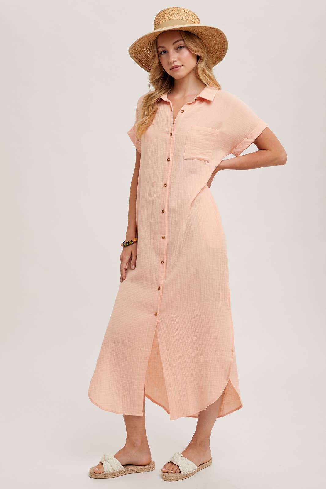Bluivy - Wholesale Dress - Women's - BUTTON UP MAXI SHIRT DRESS WITH POCKET20